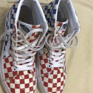 red high top vans checkered